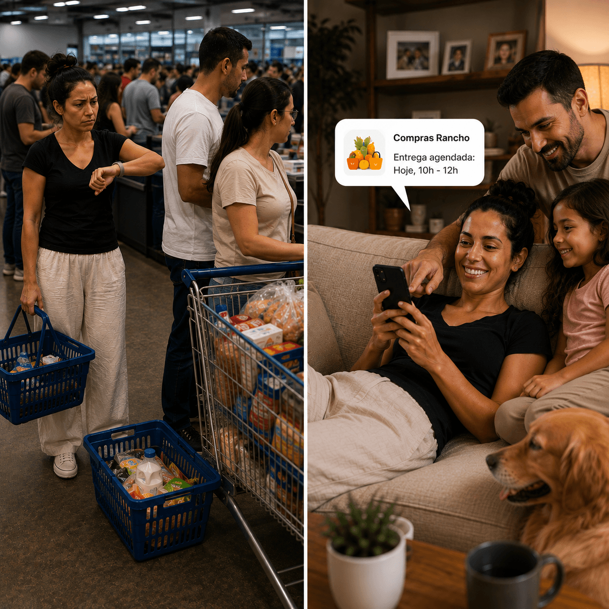 Tela do app Rancho mostrando os mercados disponíveis na sua cidade
